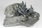 Metallic Stibnite Crystal Spray On Matrix - Xikuangshan Mine, China #175926-2